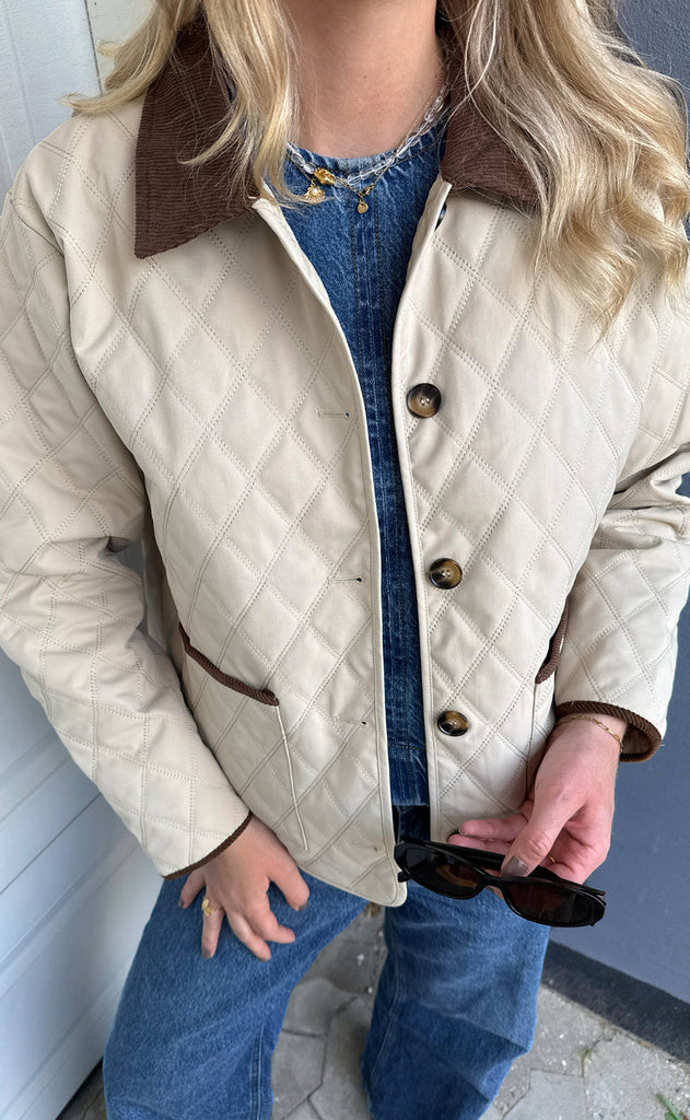 Say INA Copenhagen Jakke - Adele Quilt - Beige W. Corduroy