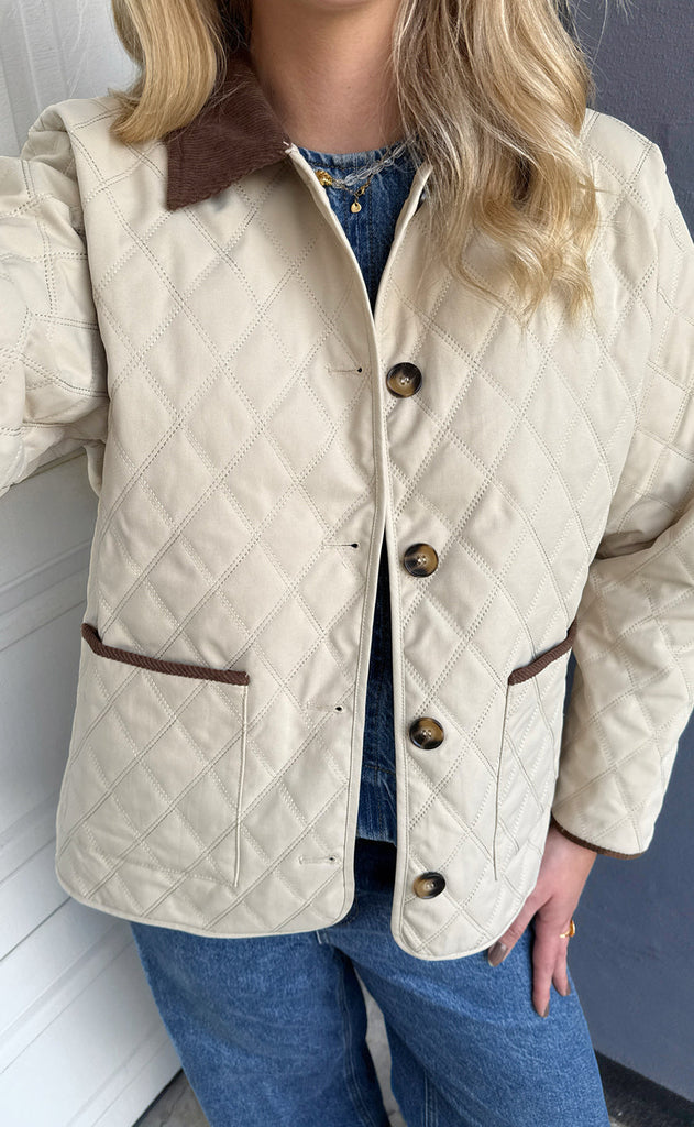 Say INA Copenhagen Jakke - Adele Quilt - Beige W. Corduroy