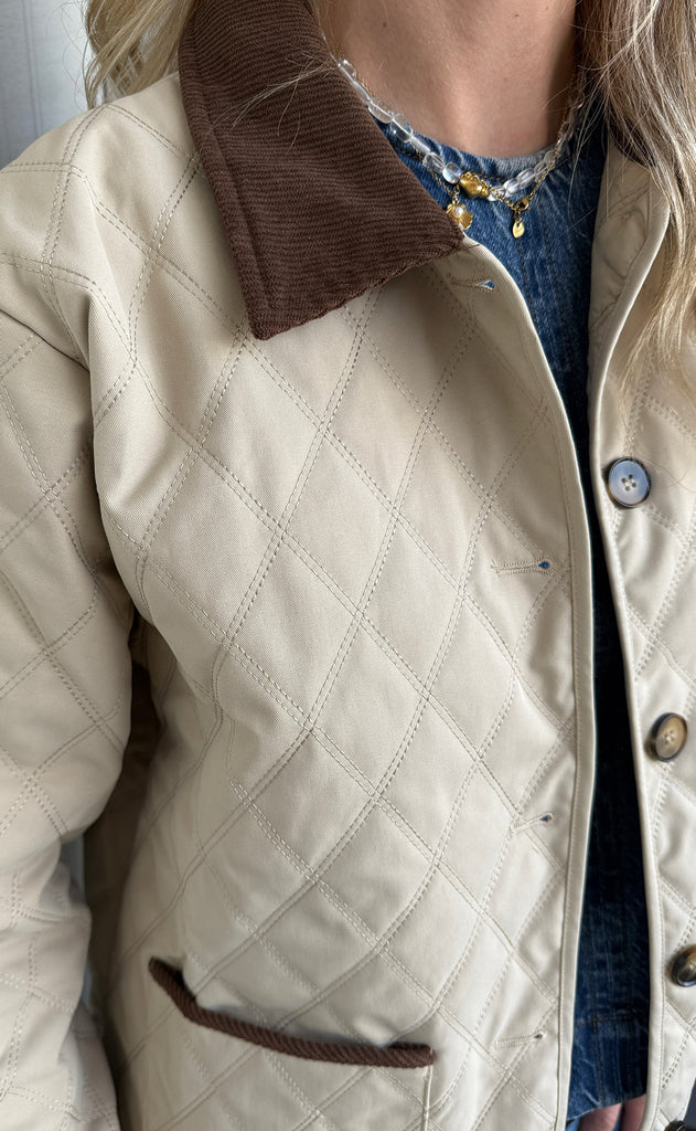 Say INA Copenhagen Jakke - Adele Quilt - Beige W. Corduroy