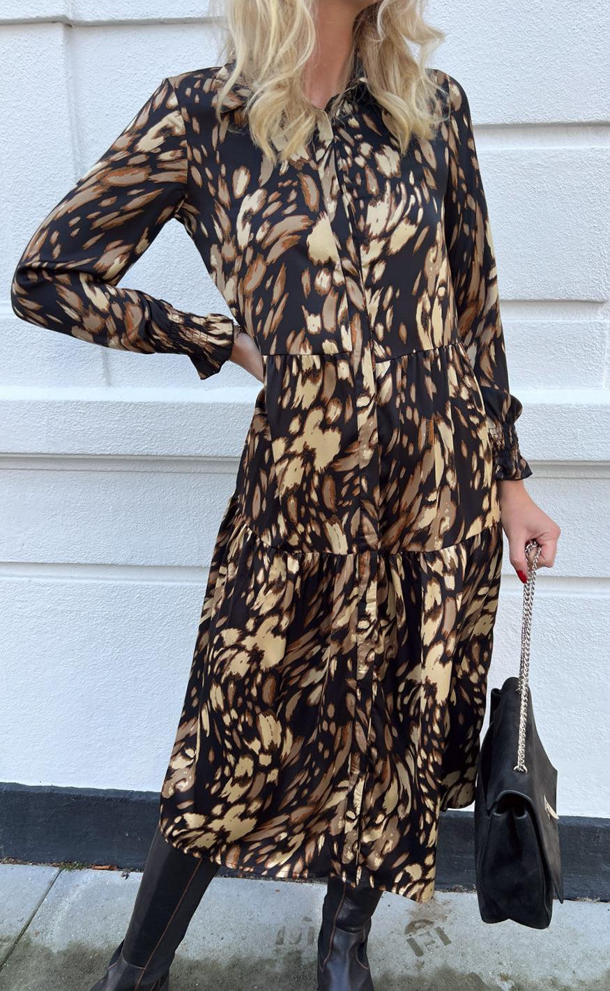 Say INA Copenhagen Kjole - Anna - Black/Brown Print