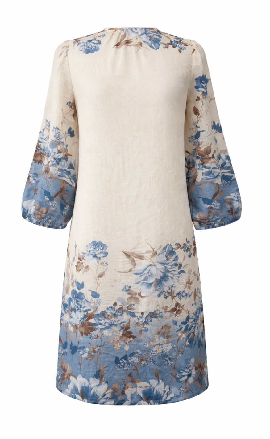 Say INA Copenhagen Kjole - Carly - Off White W. Blue / Brown Flowers