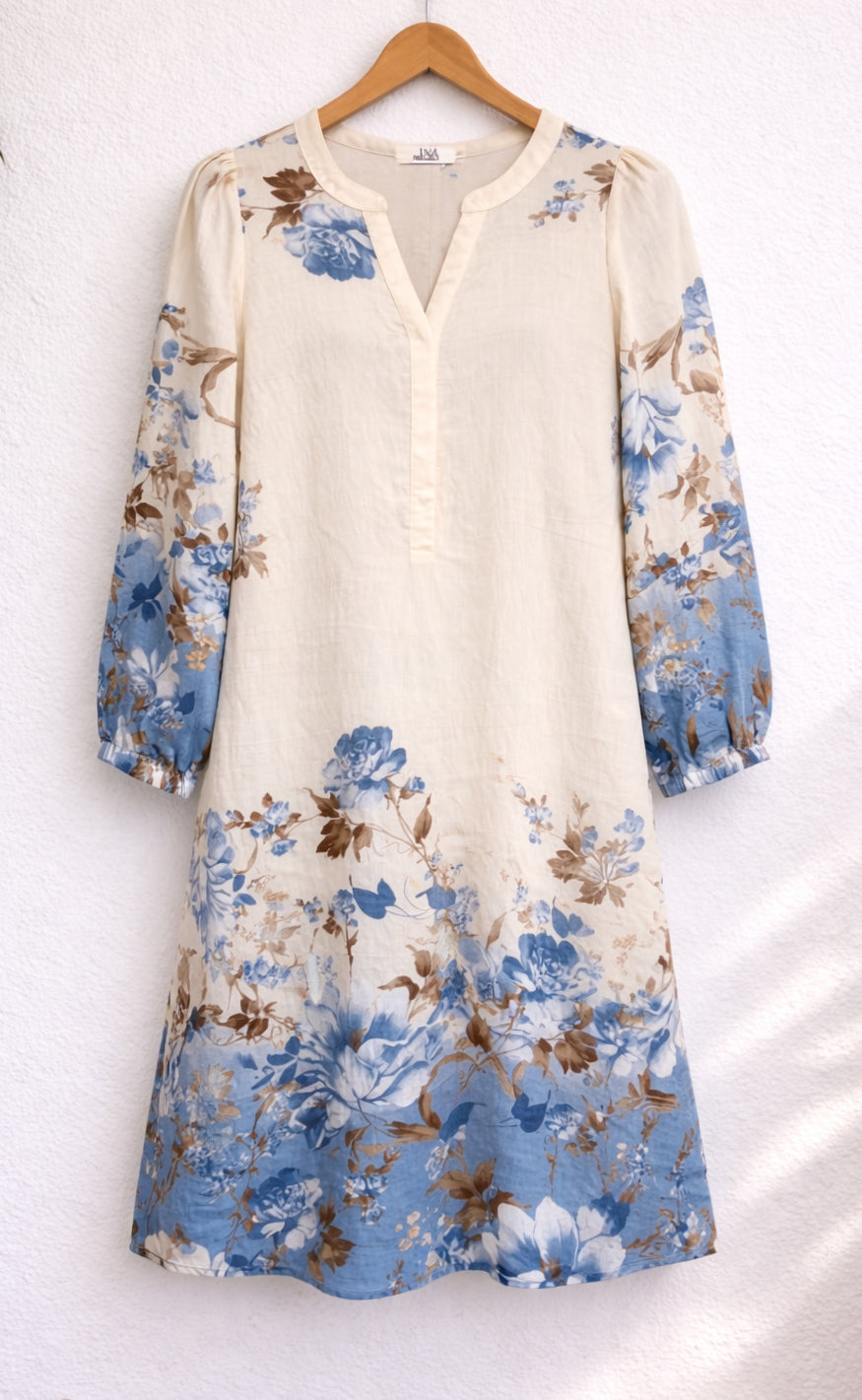Say INA Copenhagen Kjole - Carly - Off White W. Blue / Brown Flowers