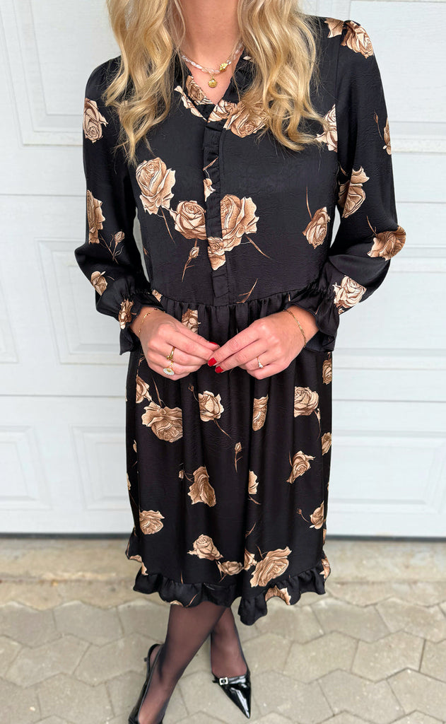 Say INA Copenhagen Kjole - Catja - Black W. Roses