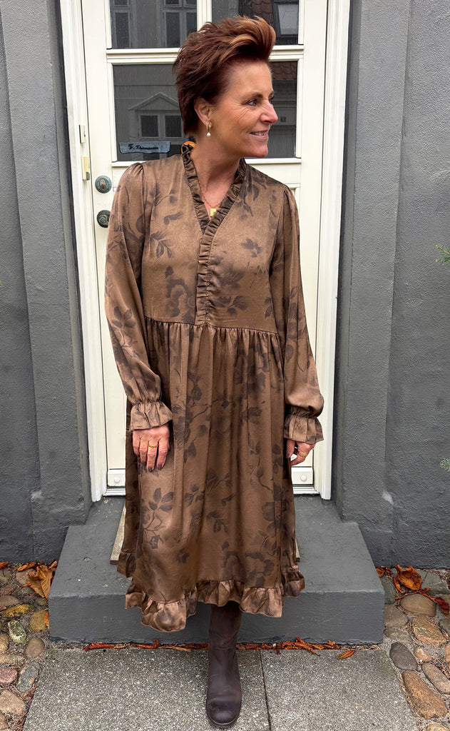 Say INA Copenhagen Kjole - Catja - Brown Flowers
