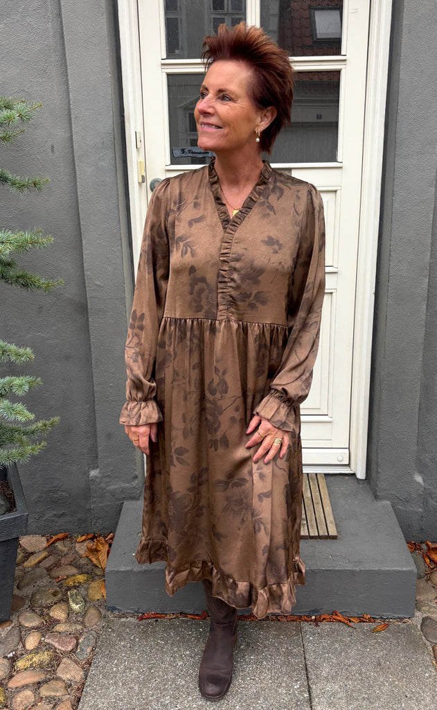 Say INA Copenhagen Kjole - Catja - Brown Flowers