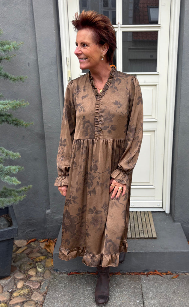 Say INA Copenhagen Kjole - Catja - Brown Flowers
