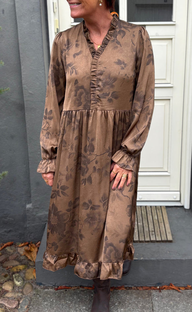 Say INA Copenhagen Kjole - Catja - Brown Flowers
