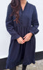 Say INA Copenhagen Kjole - Catja - Navy Blue Pinstripe