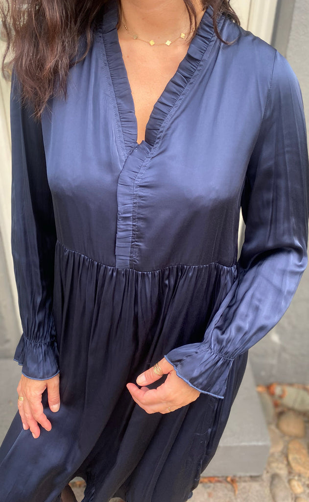 Say INA Copenhagen Kjole - Catja - Navy Blue Satin