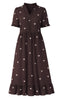 Say INA Copenhagen Kjole - Catja Summer Long - Dark Brown W. Off White Embroidery Hearts