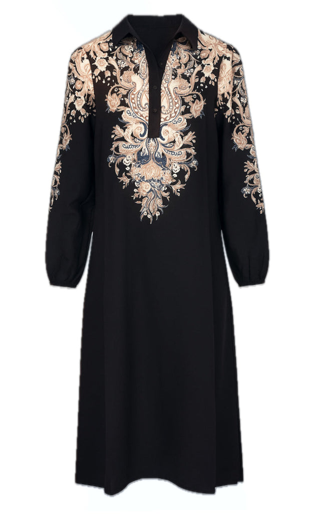 Say INA Copenhagen Kjole - Celeste LS - Black W. Paisley