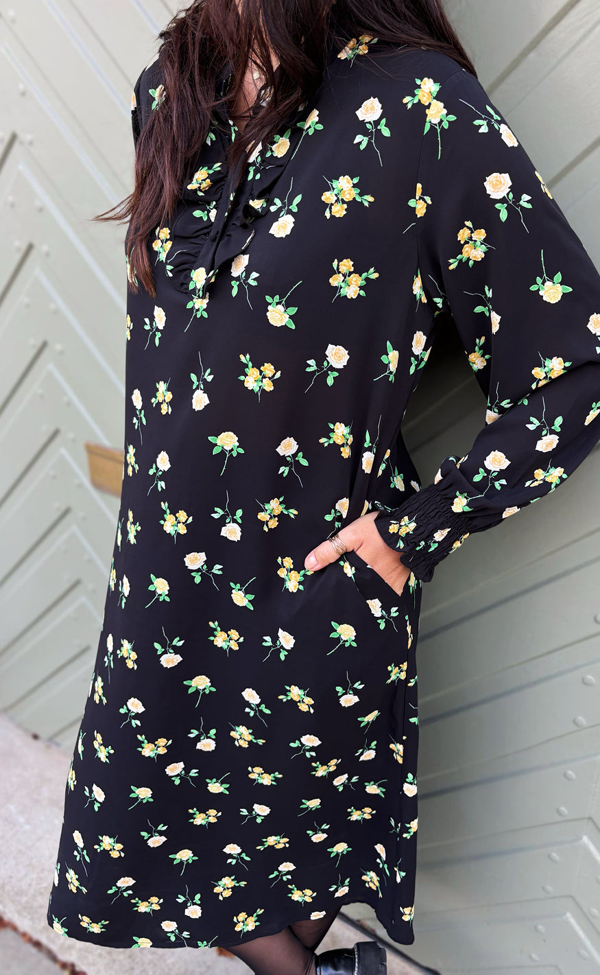 Say INA Copenhagen Kjole - Ella - Black W. Small Flowers