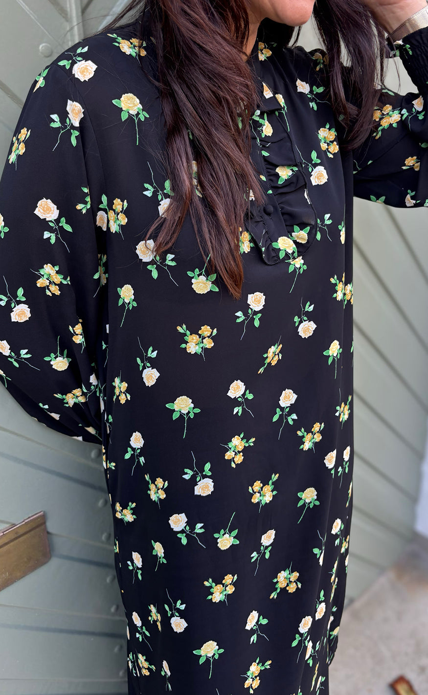 Say INA Copenhagen Kjole - Ella - Black W. Small Flowers