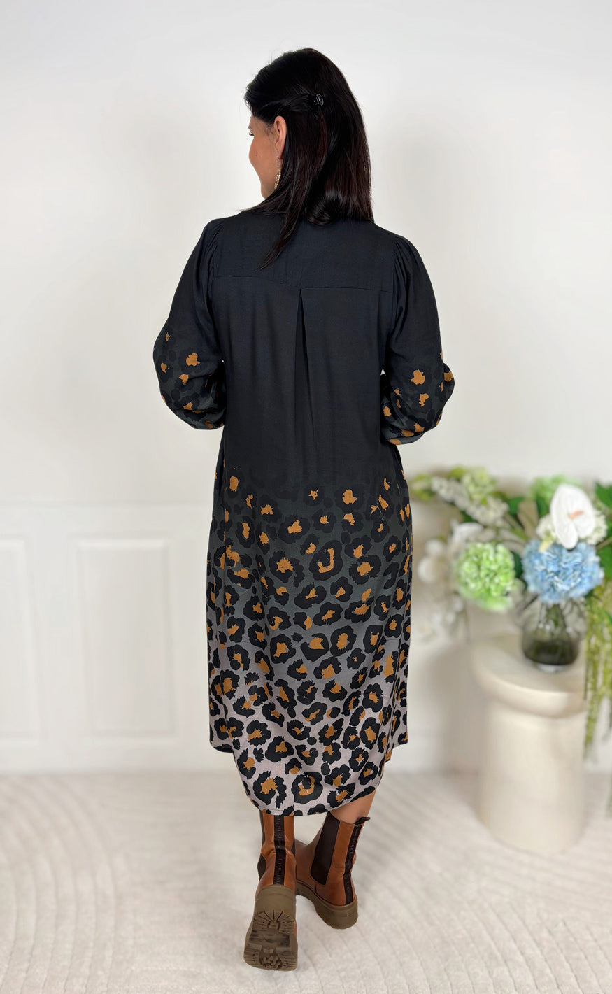 Say INA Copenhagen Kjole - Elva Long - Black W. Leopard