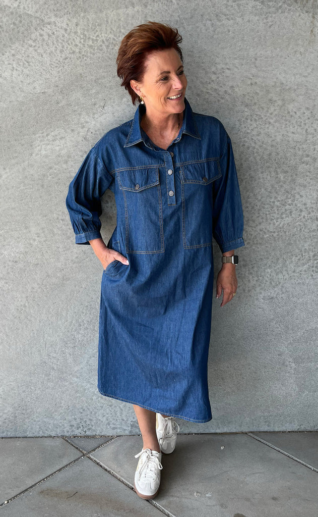 Say INA Copenhagen Kjole - Holly - Denim Blue