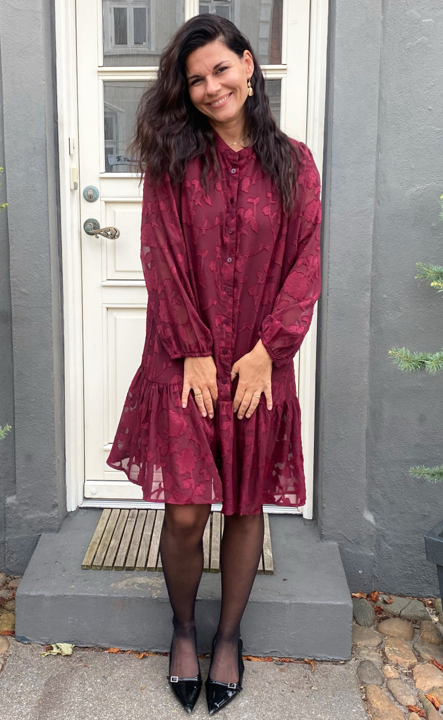 Say INA Copenhagen Kjole - Luna - Bordeaux Flower