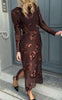 Say INA Copenhagen Kjole - Maria LS - Dark Brown 3D Flowers