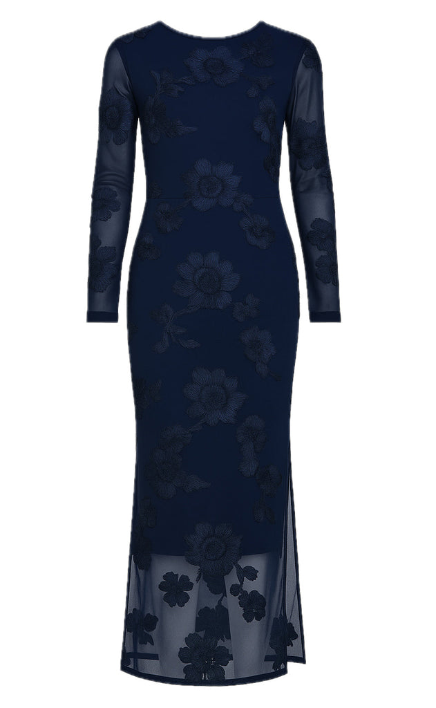 Say INA Copenhagen Kjole - Maria LS - Navy Blue 3D Flowers