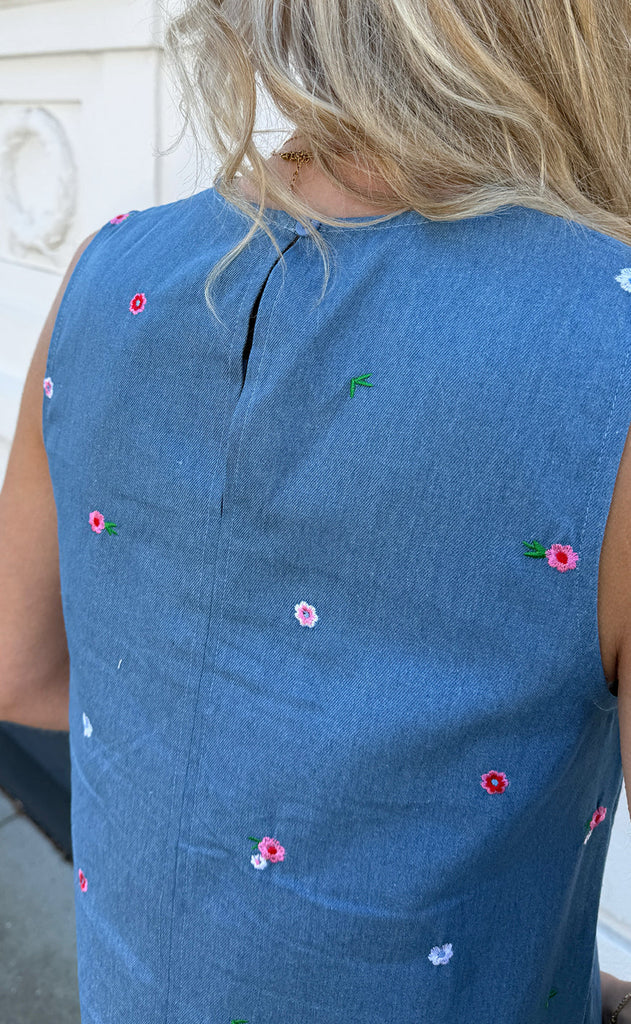 Say INA Copenhagen Kjole - Naja - Denim Blue w. Flowers