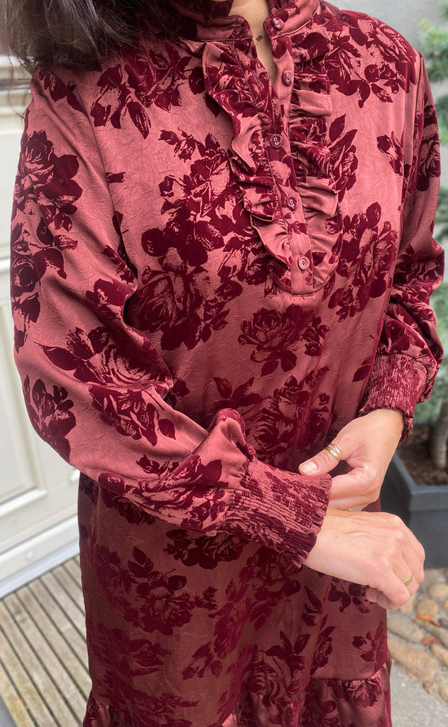 Say INA Copenhagen Kjole - Nora - Bordeaux Flowers