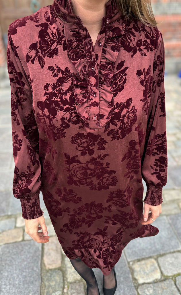 Say INA Copenhagen Kjole - Nora - Bordeaux Flowers