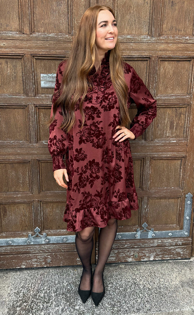 Say INA Copenhagen Kjole - Nora - Bordeaux Flowers