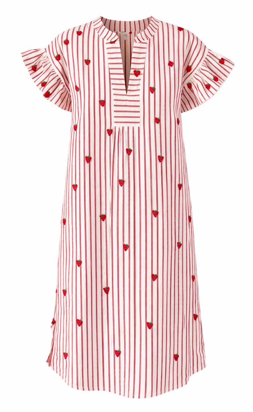 Say INA Copenhagen Kjole - Winnie - Red Striped W. Red Strawberries