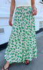 Say INA Copenhagen Skjørt - Nikoline - White/Green Flowers