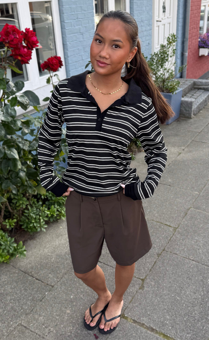 Say INA Copenhagen Polo / Bluse - Pamela - Black / White Striped