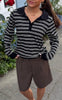 Say INA Copenhagen Polo / Bluse - Pamela - Black / White Striped
