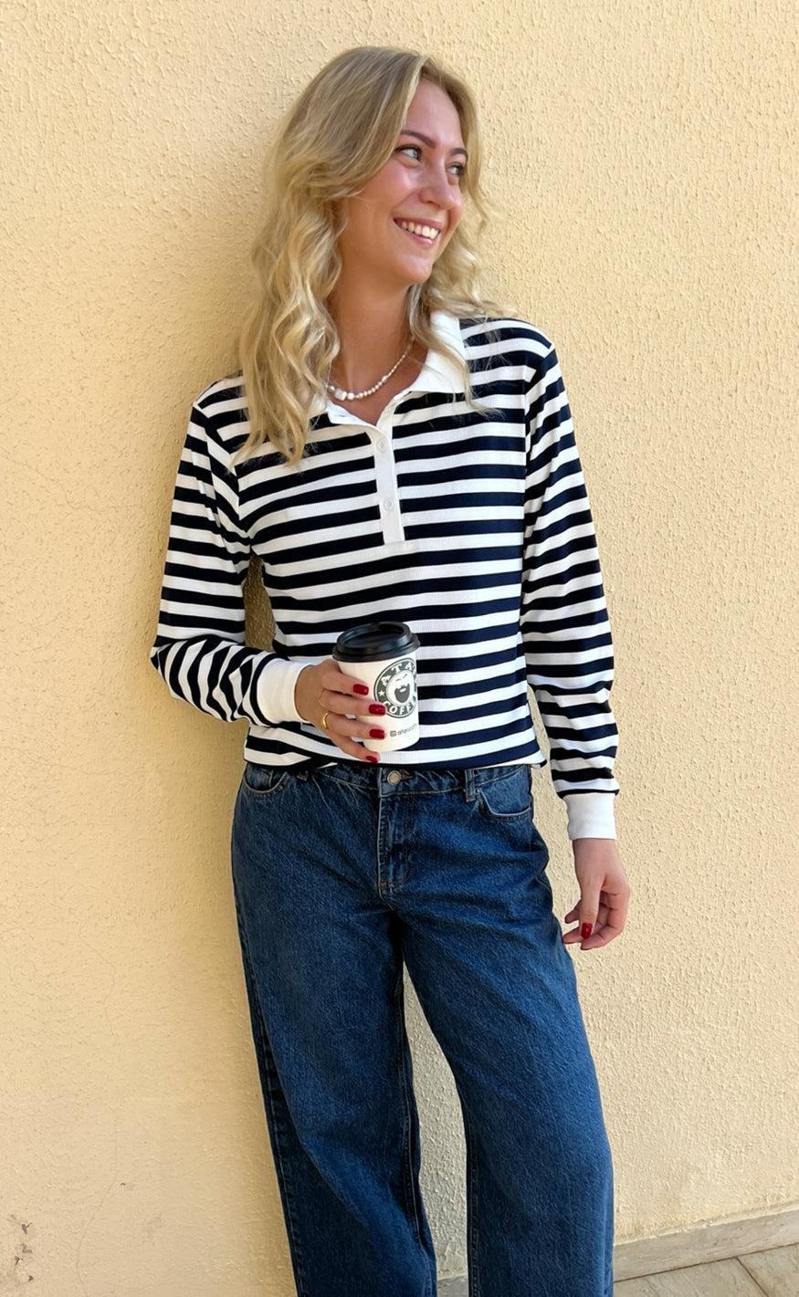 Say INA Copenhagen Polo / Bluse - Pamela - Navy Striped