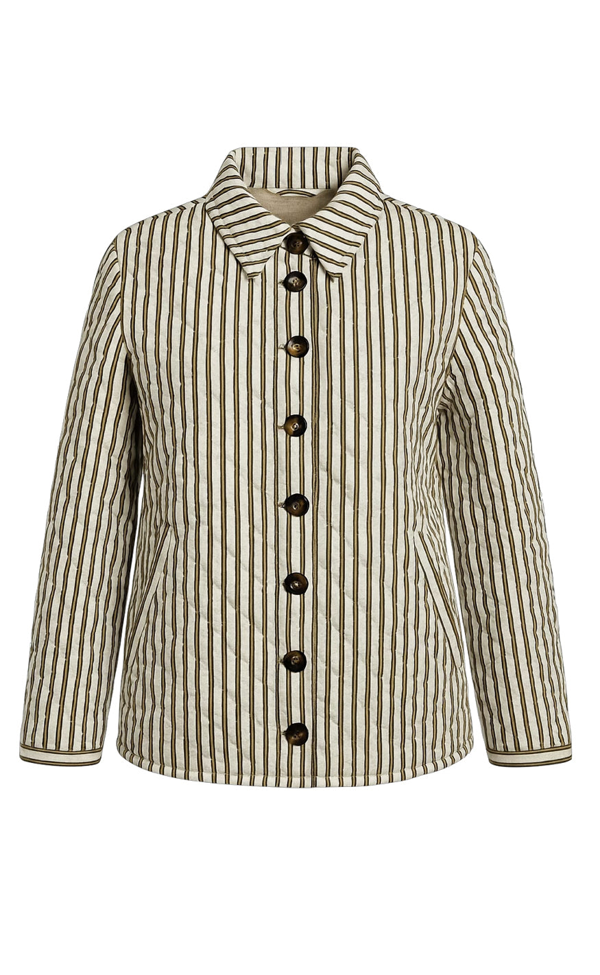 Say INA Copenhagen Quiltet Jakke - Elvira - Brown Striped