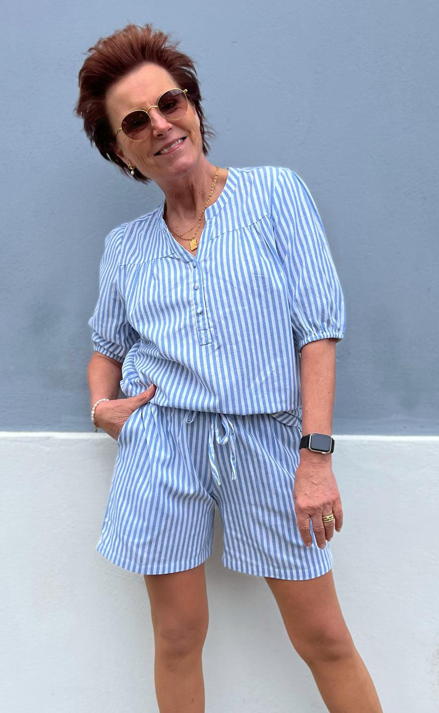 Say INA Copenhagen Shorts - Alba - Blue Striped