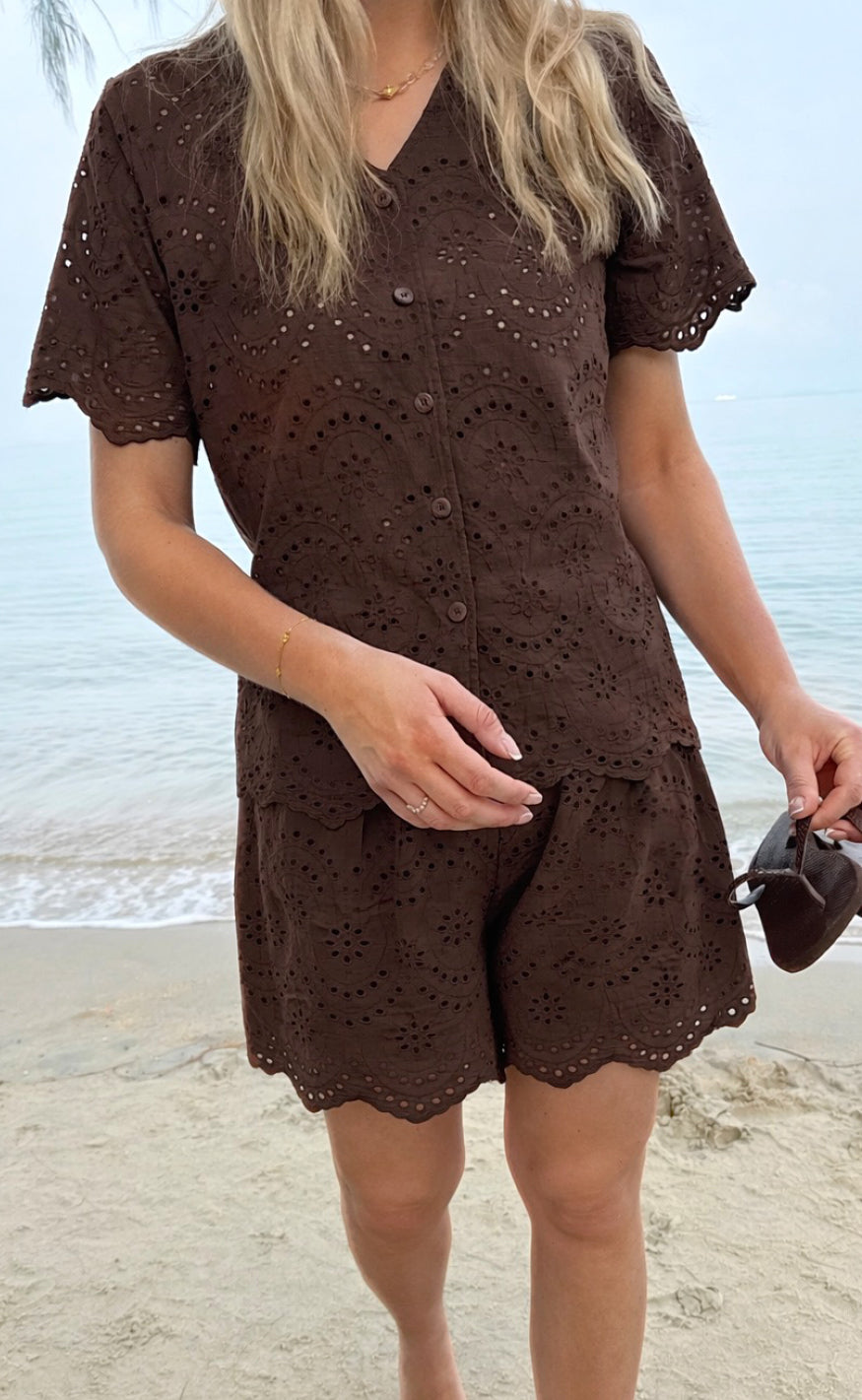 Say INA Copenhagen Shorts - Emilia Embroidery - Dark Brown
