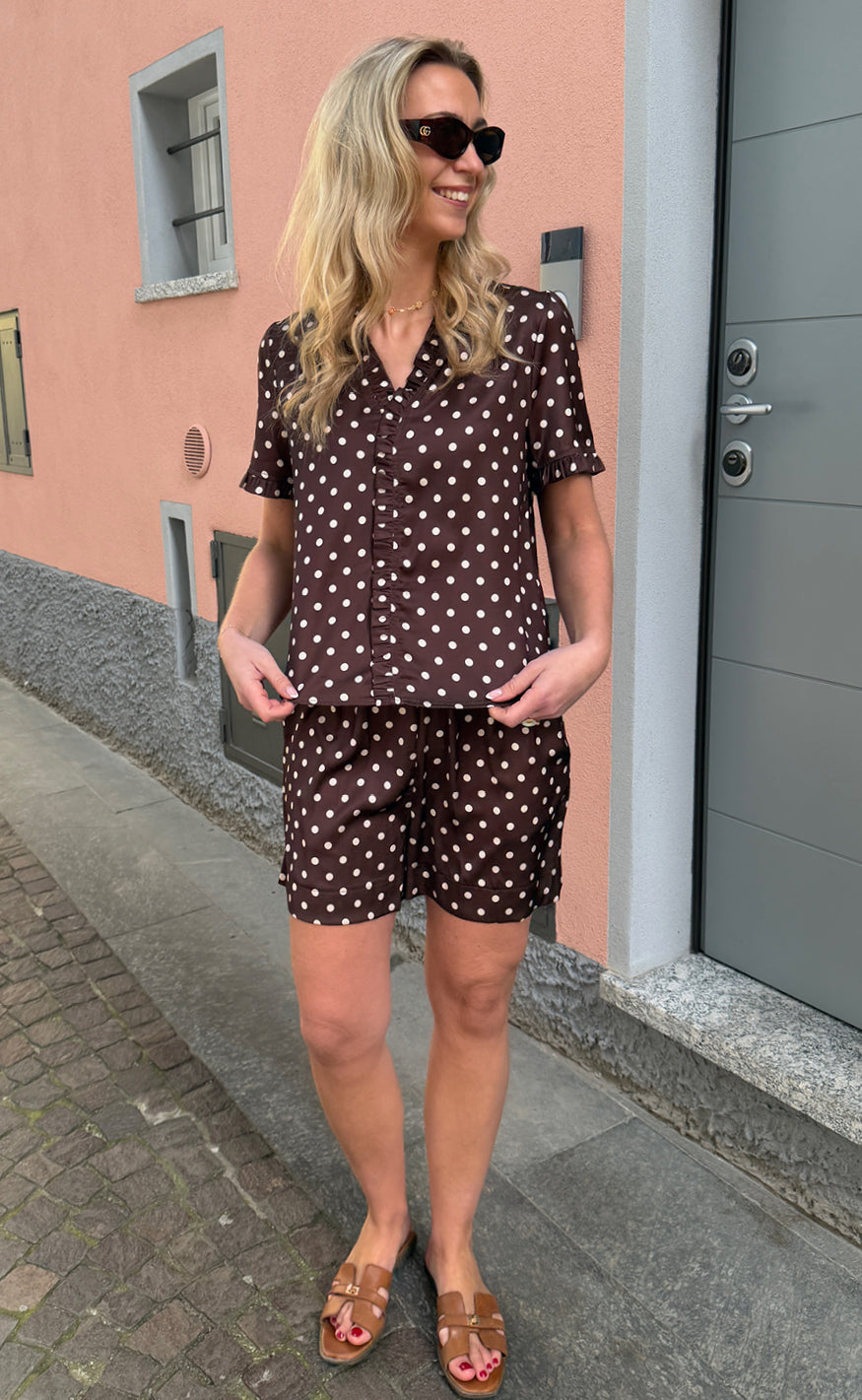 Say INA Copenhagen Shorts - Liv - Brown W. White Dots