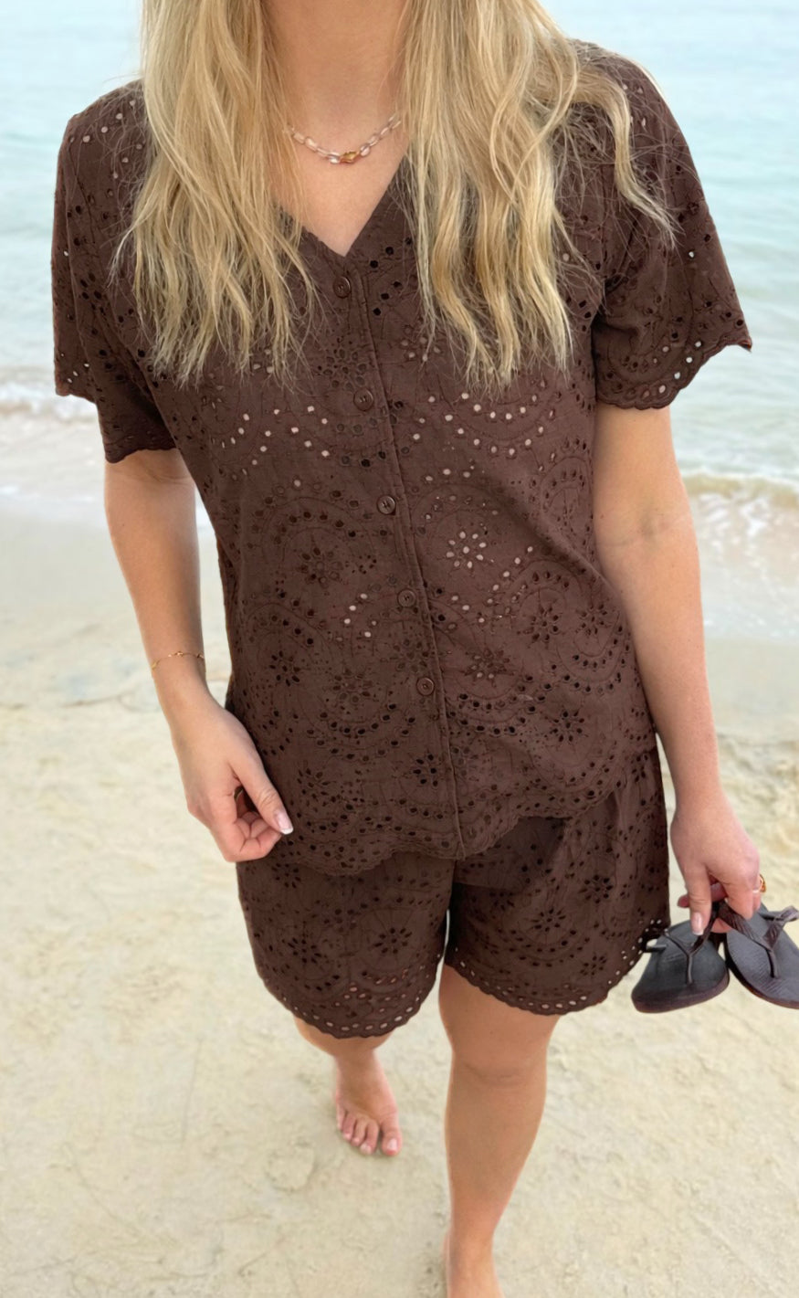 Say INA Copenhagen Skjorte - Emilia Embroidery - Dark Brown