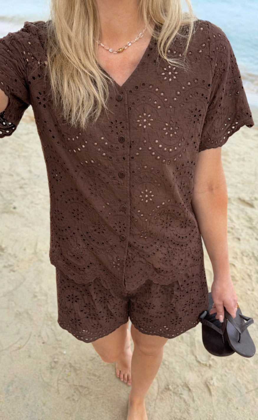 Say INA Copenhagen Skjorte - Emilia Embroidery - Dark Brown