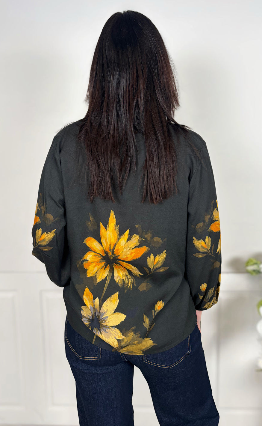 Say INA Copenhagen Skjorte - Joelle - Black W. Big Flowers