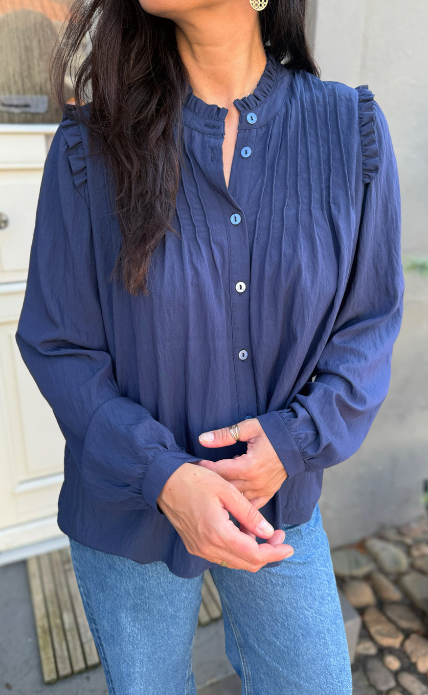 Say INA Copenhagen Skjorte Loui Navy Blue Rask levering Say INA Copenhagen Skjorte Loui Navy Blue Rask levering