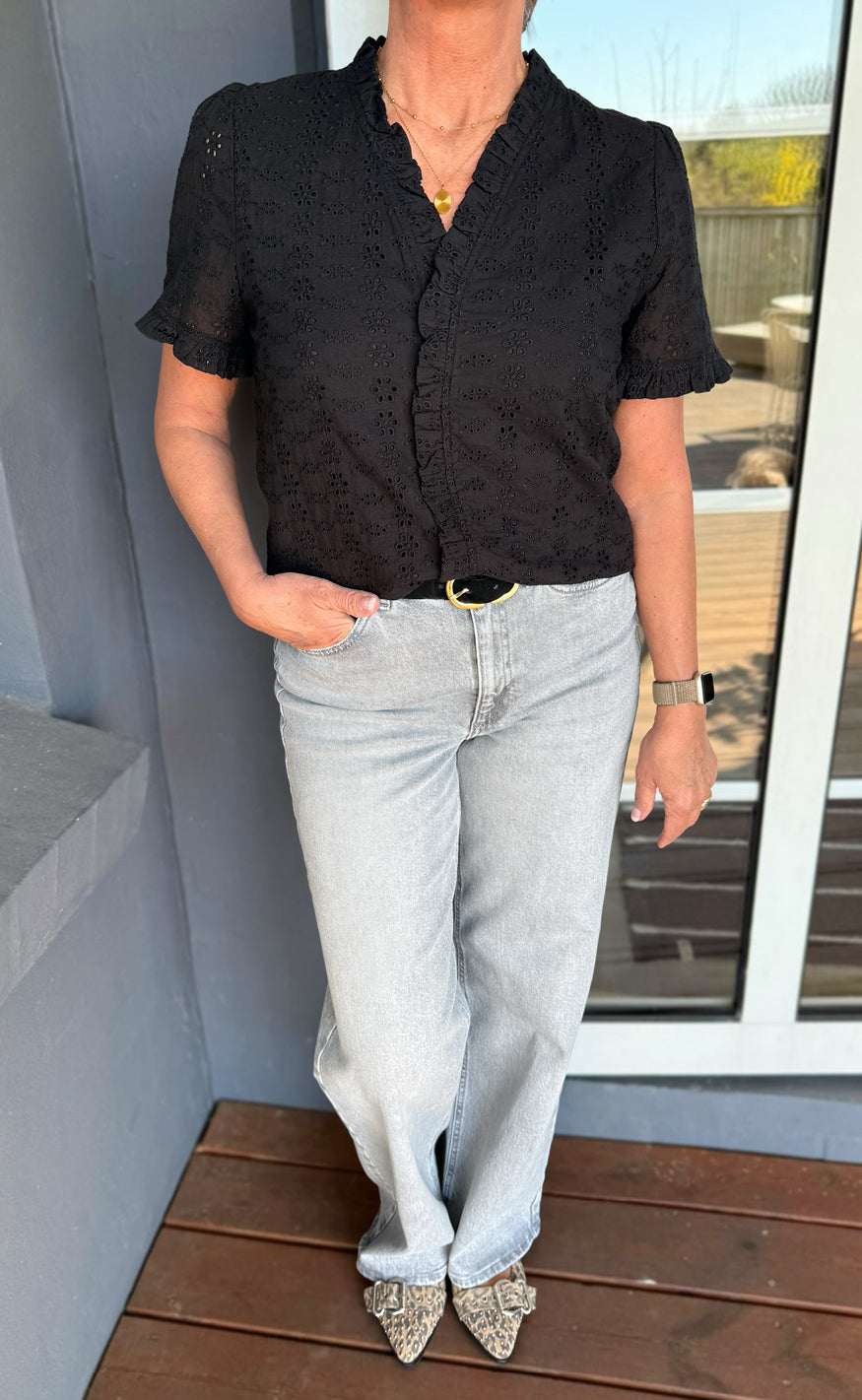 Say INA Copenhagen Topp - Catja - Black Broderie Anglaise