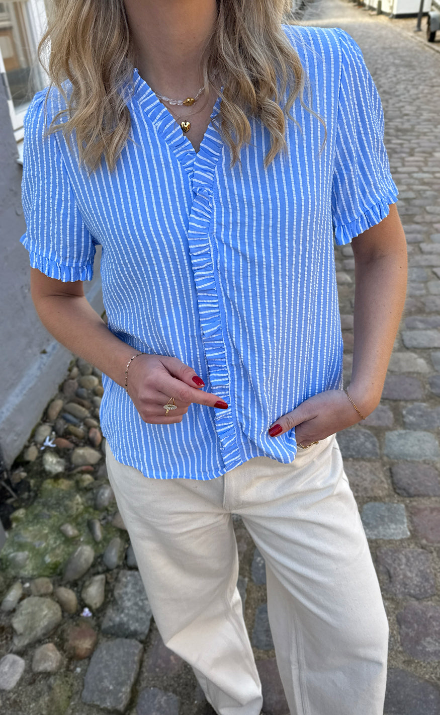 Say INA Copenhagen Topp - Catja - Blue Striped
