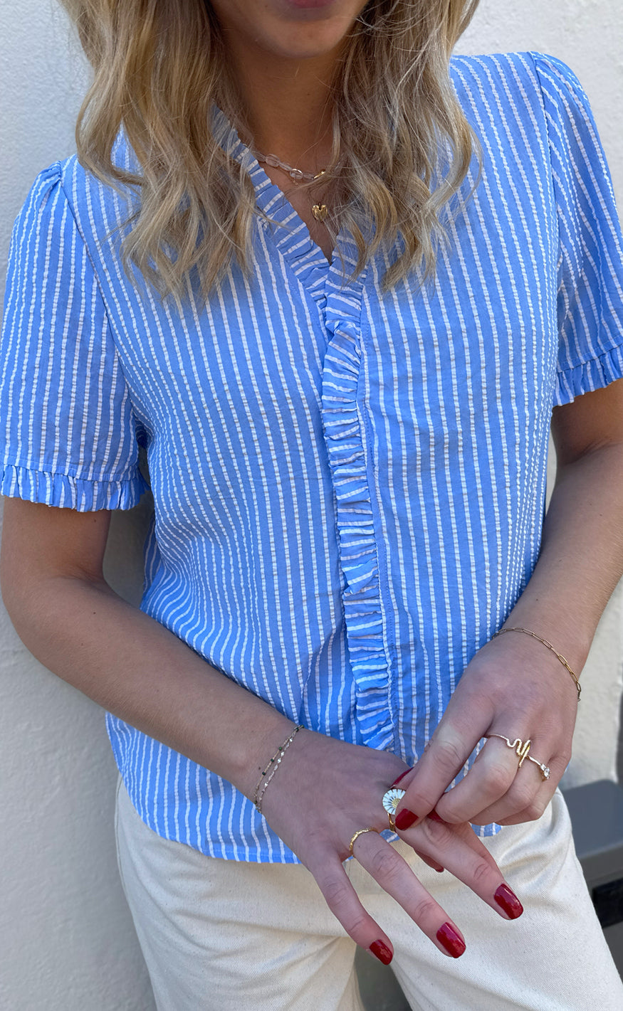 Say INA Copenhagen Topp - Catja - Blue Striped