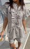 Say INA Copenhagen Topp - Freya - White / Brown Striped W. Brown Hearts