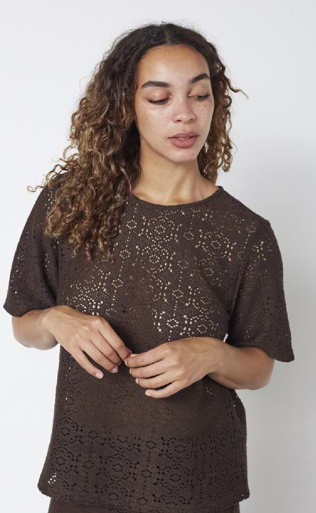 Sisters Point Bluse - Elsia-SS - D.Chocolate