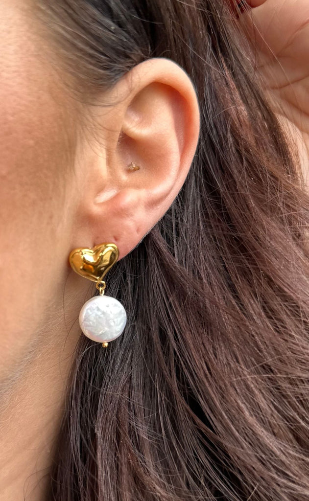 Smykkeli Copenhagen Øreringer - Elba Heart - Pearl