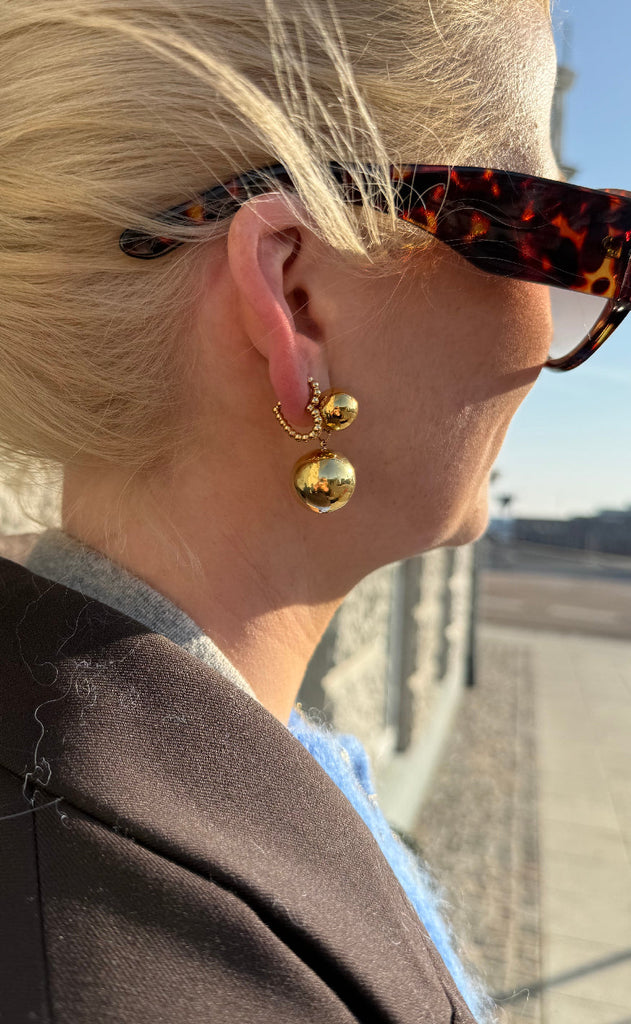 Smykkeli Copenhagen Øreringer - Hammered Heart - Gold Colour