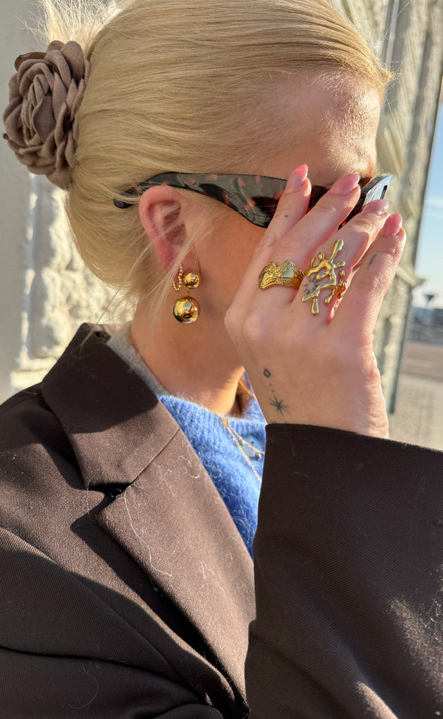 Smykkeli Copenhagen Øreringer - Hammered Heart - Gold Colour