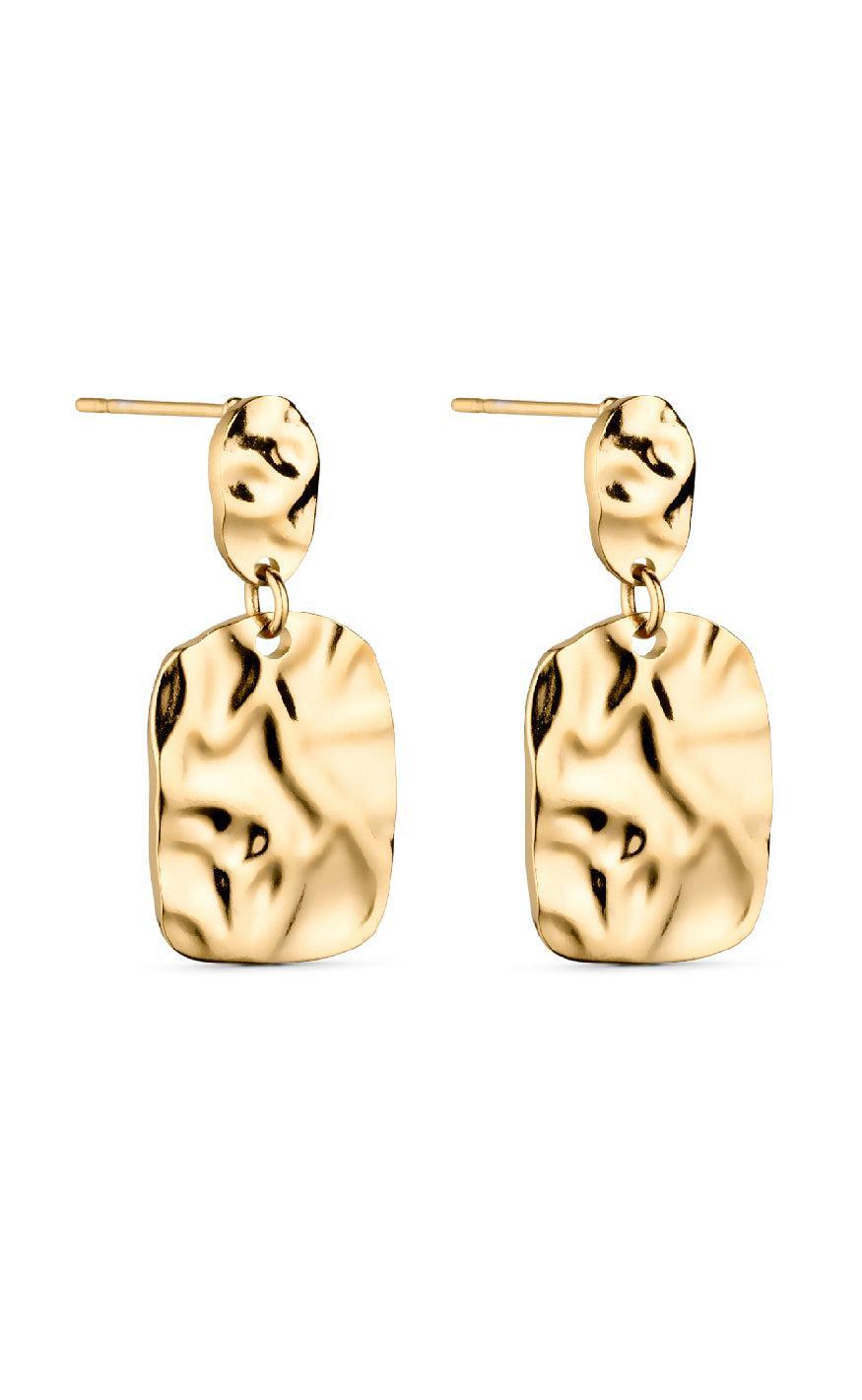 Smykkeli Copenhagen Øreringe - Hanna Hammered - Gold Colour