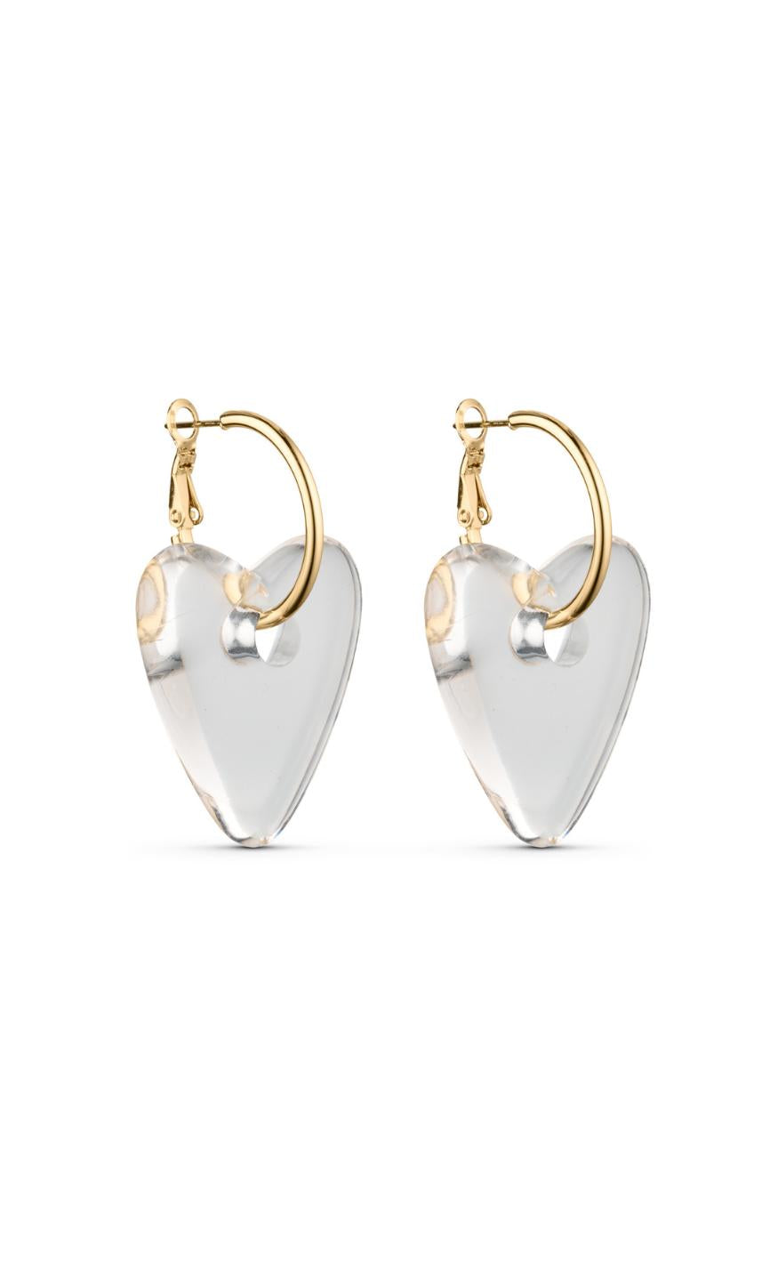 Smykkeli Copenhagen Øreringe - Heartflame - Gold / Clear