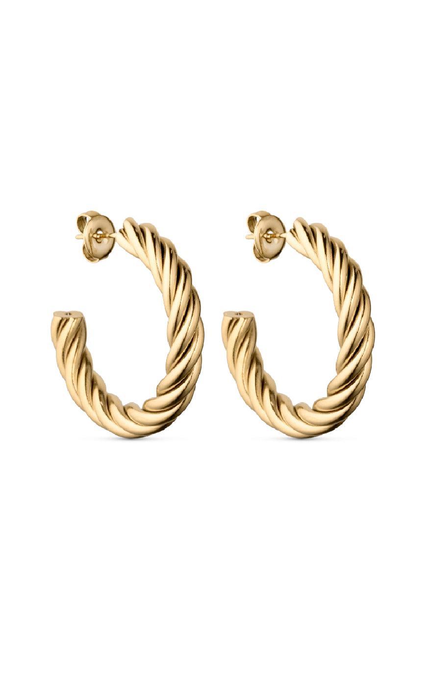 Smykkeli Copenhagen Øreringe - Taiwan Twisted Hoops - Gold Colour